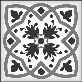 7" X 7" Charcoal And White Scroll Peel And Stick Removable Tiles