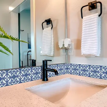 5" X 5" Wedgwood Blue And White  Peel And Stick Removable Tiles