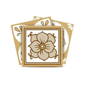 7" X 7" Vintage Brown And White Peel And Stick Removable Tiles