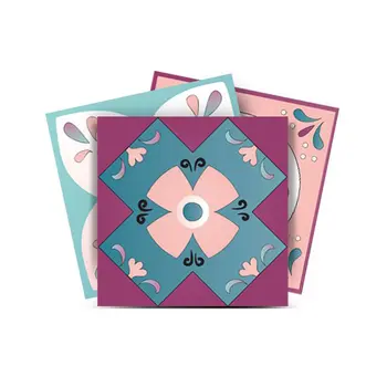 6" X 6" Vintage Turq Blush And Mauve Peel And Stick Removable Tiles