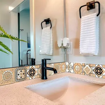 7" X 7" Shades Of Taupe Mosaic Peel And Stick Removable Tiles