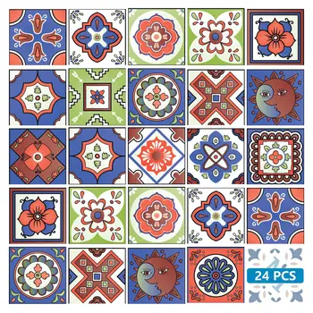 6" X 6" Mediterra Terra Cotta Mosaic Peel And Stick Removable Tiles