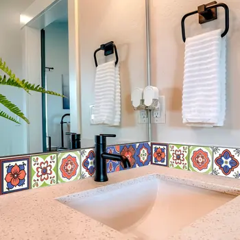 6" X 6" Mediterra Terra Cotta Mosaic Peel And Stick Removable Tiles