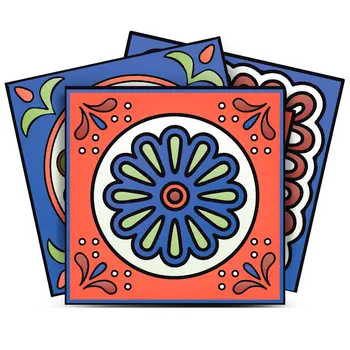 7" X 7" Mediterra Terra Cotta Mosaic Peel And Stick Removable Tiles