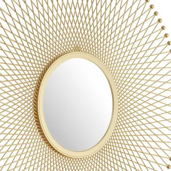35" Gold Round Iron Framed Accent Mirror