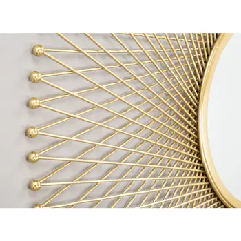 35" Gold Round Iron Framed Accent Mirror