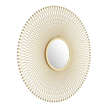 35" Gold Round Iron Framed Accent Mirror