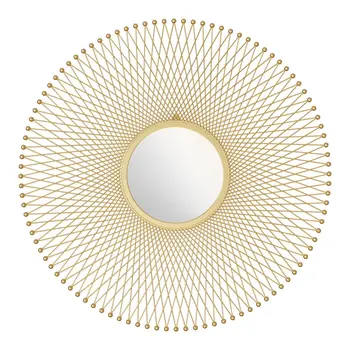 35" Gold Round Iron Framed Accent Mirror