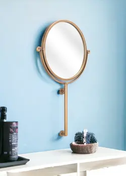 Gold Round Wall Mount Mirror