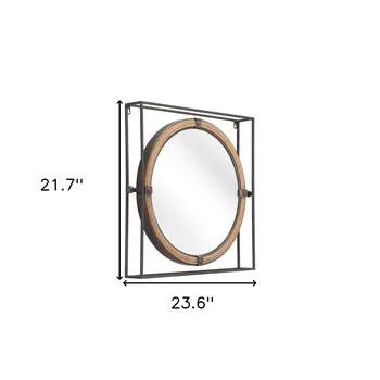 22" Gray Square Steel Framed Accent Mirror