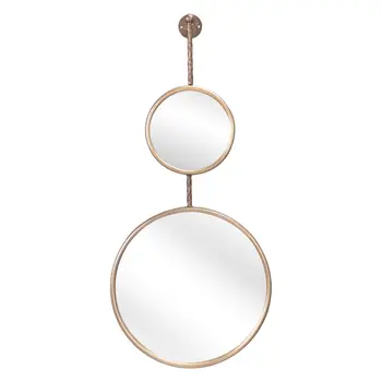 35" Gold Round Steel Framed Accent Mirror