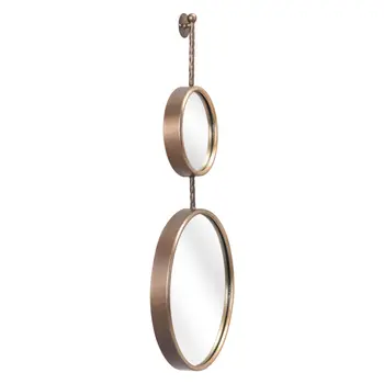 35" Gold Round Steel Framed Accent Mirror