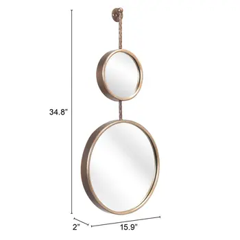 35" Gold Round Steel Framed Accent Mirror