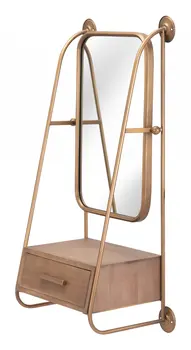 36" Gold Steel Framed Accent Mirror