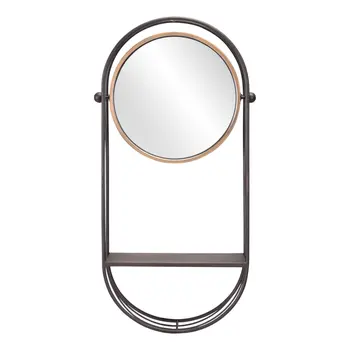 Industrial Gray Mirror Shelf