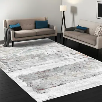 5' X 8' Gray Abstract Irregular Blocks Area Rug