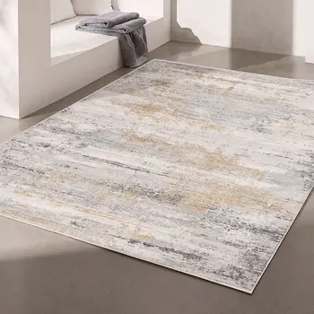 7' X 10' Gray Mod Distressed Strokes Area Rug