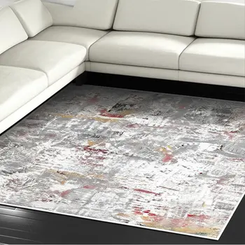 8' X 11' Gray And Ivory Abstract Area Rug