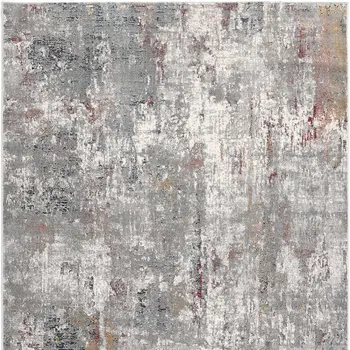 8' X 11' Gray And Ivory Abstract Area Rug