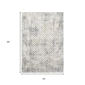 4' X 6' Gray And Ivory Distressed Area Rug