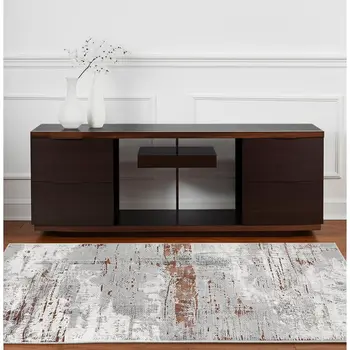 4' X 6' Gray And Brown Abstract Scraped Area Rug