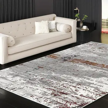 5' X 8' Gray And Brown Abstract Scraped Area Rug