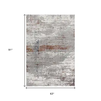 5' X 8' Gray And Brown Abstract Scraped Area Rug
