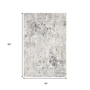 4' X 6' Beige Oriental Area Rug