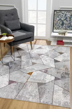 8' X 11' Grey Geometric Area Rug