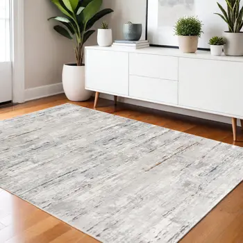 4' X 6' Grey Abstract Area Rug