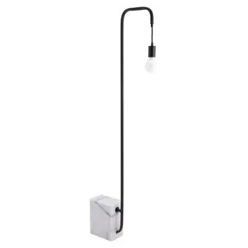 59" Black And White Marble And Steel LED Floor Lamp