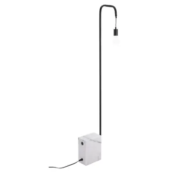 59" Black And White Marble And Steel LED Floor Lamp