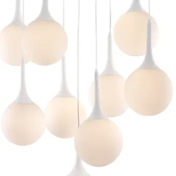 White Shaded Nine Light Metal Dimmable Ceiling Light