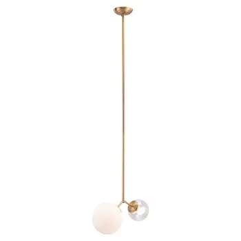 Gold Shaded Two Light Metal Dimmable Ceiling Light With White Shades