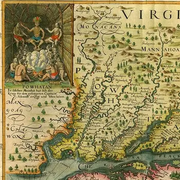 18" X 24" Map Of Virginia C1627 Vintage  Poster Wall Art