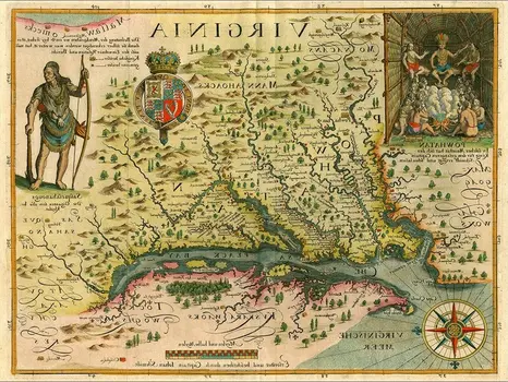 18" X 24" Map Of Virginia C1627 Vintage  Poster Wall Art