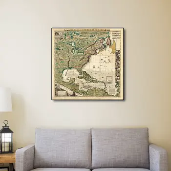 18" X 18" Vintage 1773 Map Of British Empire In North America Wall Art