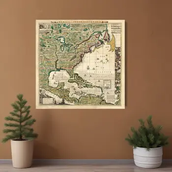 18" X 18" Vintage 1773 Map Of British Empire In North America Wall Art