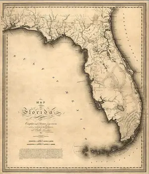 16" X 20" C1823 Early Map Of Florida  Vintage  Poster Wall Art