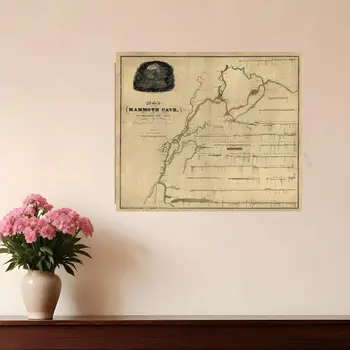 16" X 20" Map Of Kentucky Mammoth Cave Vintage Poster Wall Art
