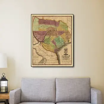 24" X 30" Texas And Surroundings C1837 Vintage Map Poster Wall Art