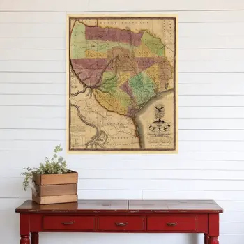 20" X 24" Texas And Surroundings C1837 Vintage Map Poster Wall Art