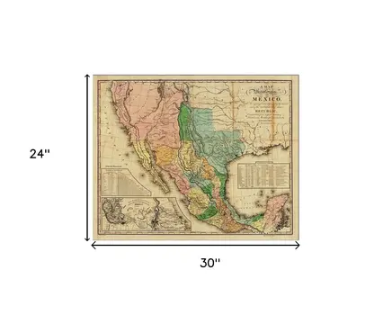 Vintage 1846 Map Of Mexico Unframed Print Wall Art