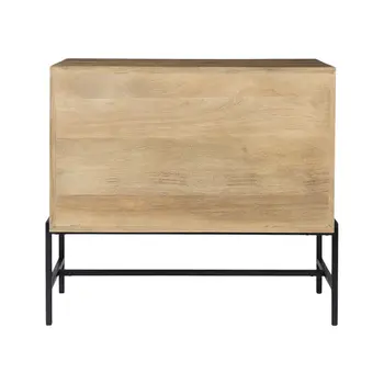 36" Natural Solid Wood Sideboard with Two Glass Doors