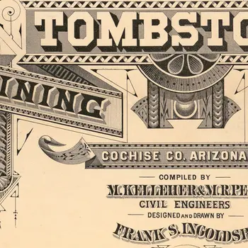 24" X 32" Map Of Tombstone Mining District Vintage Travel Poster Wall Art