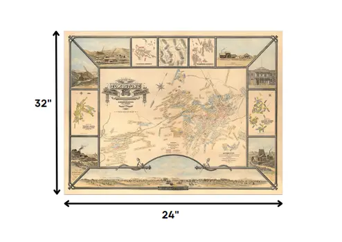 24" X 32" Map Of Tombstone Mining District Vintage Travel Poster Wall Art