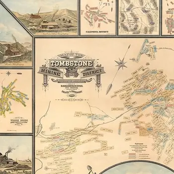 20" X 28" Map Of Tombstone Mining District Vintage Travel Poster Wall Art