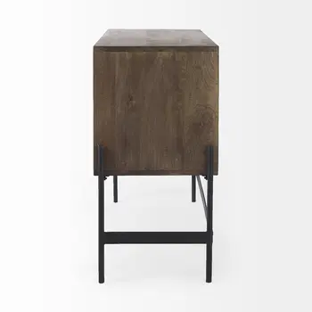 Dark Brown Two Door Cabinet With Metal Legs
