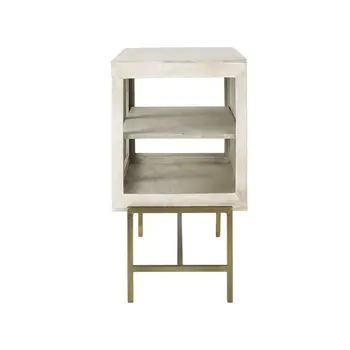 38" White Solid Wood Sideboard with Two Glass Doors