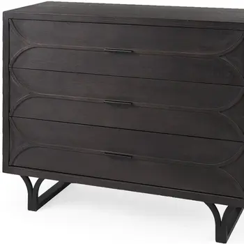 40" Dark Brown Solid Wood Three Drawer Sideboard
